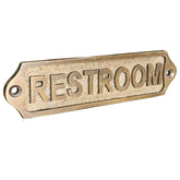 Restroom Door Sign | Brass Plaques 22x5cm Antique finish